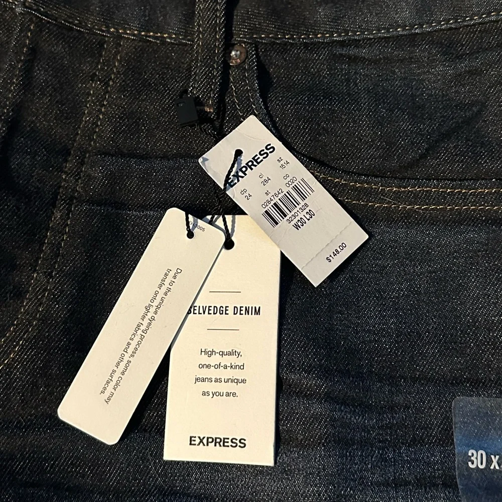 NEW Mens Express Selvedge Denim Jeans Slim Indigo Wash size 30x30